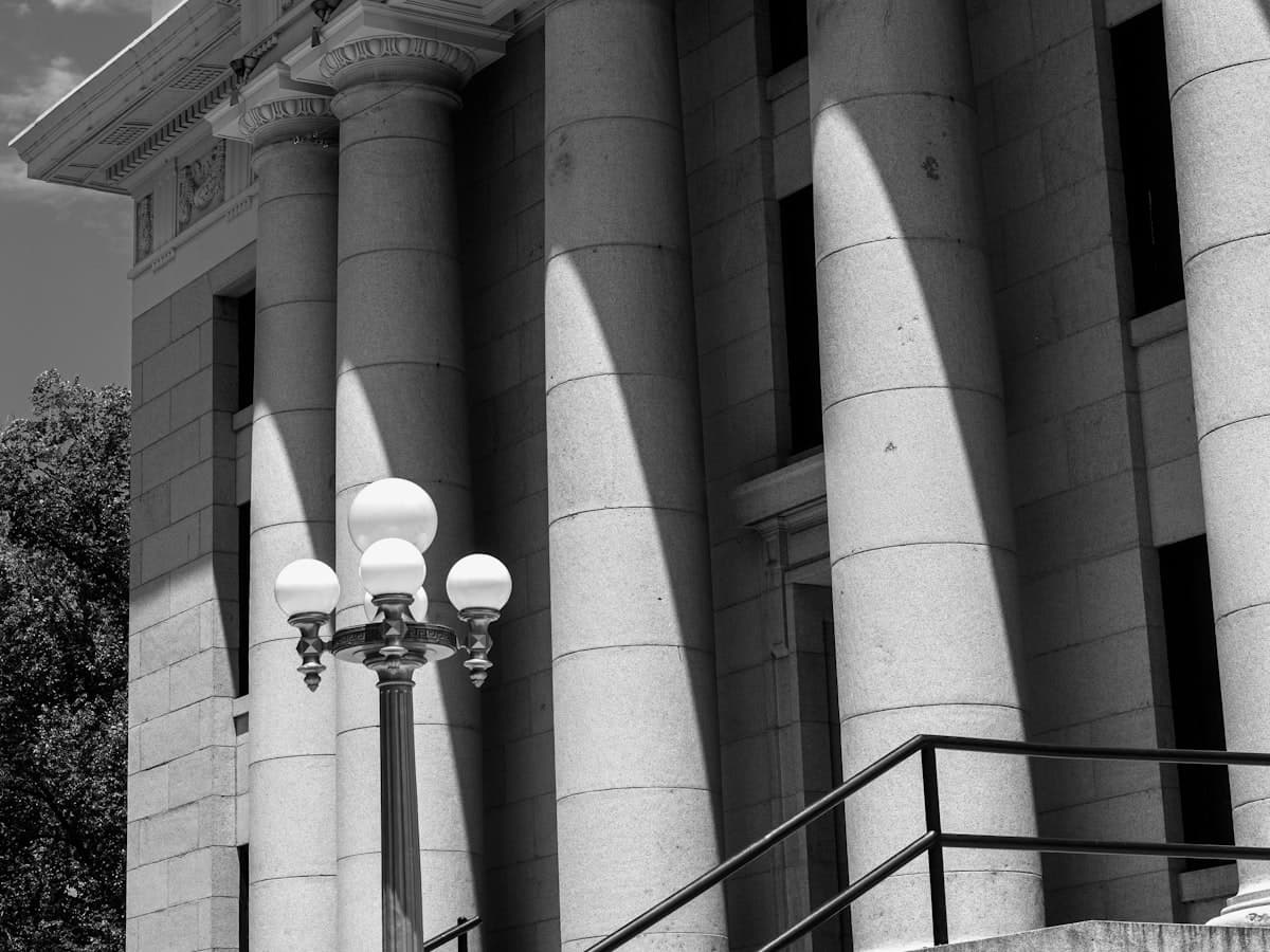 A columned county government building